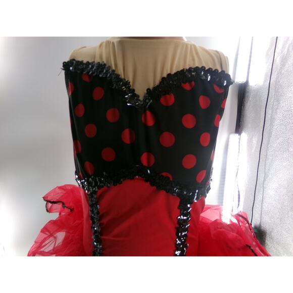 Dance Costume Large Child Red Weissman 4222 Tap Jazz Musical Theater Polka Dots - Picture 2 of 3